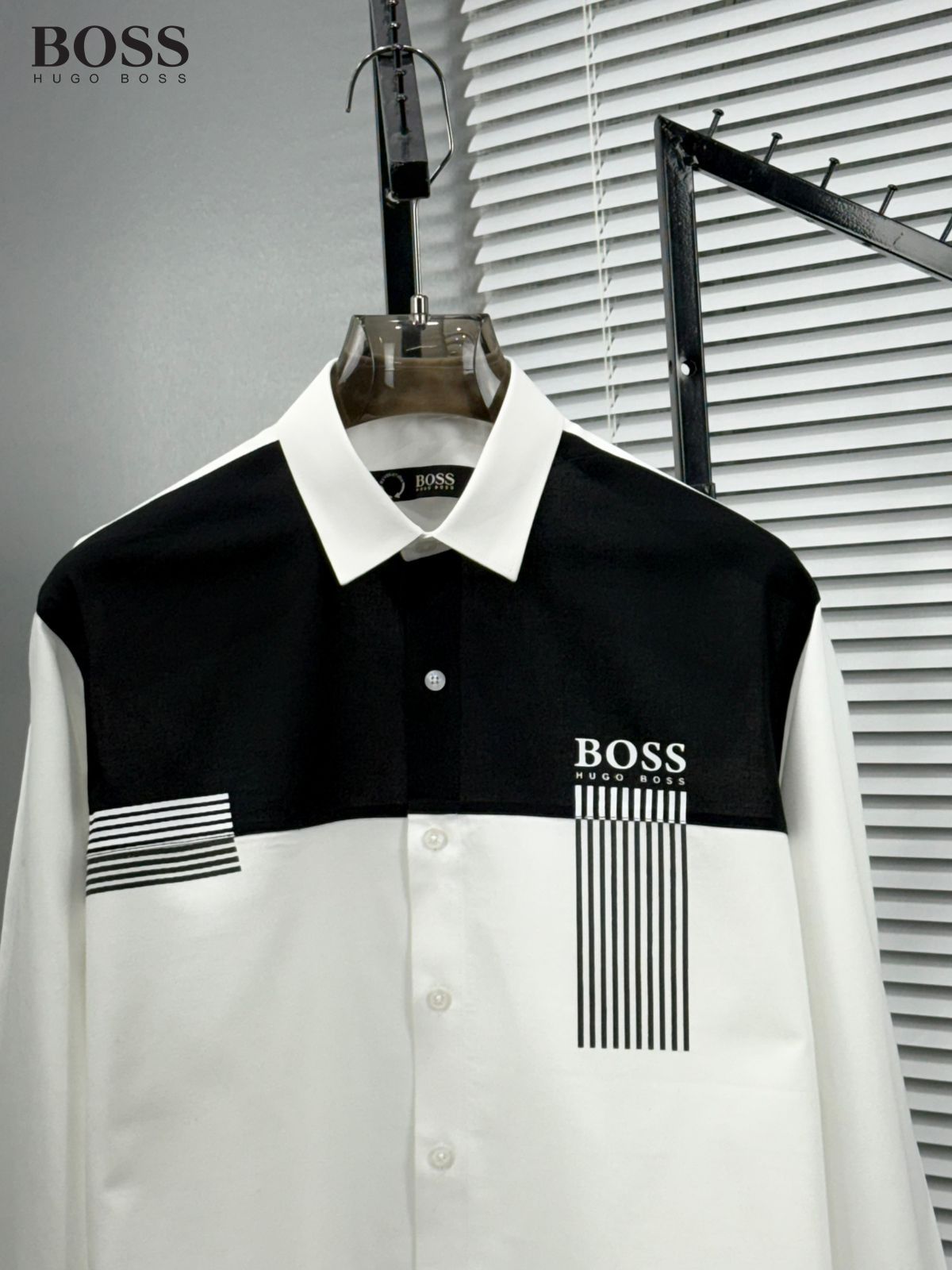 BOSS men's white premium cotton regular fit shirt
