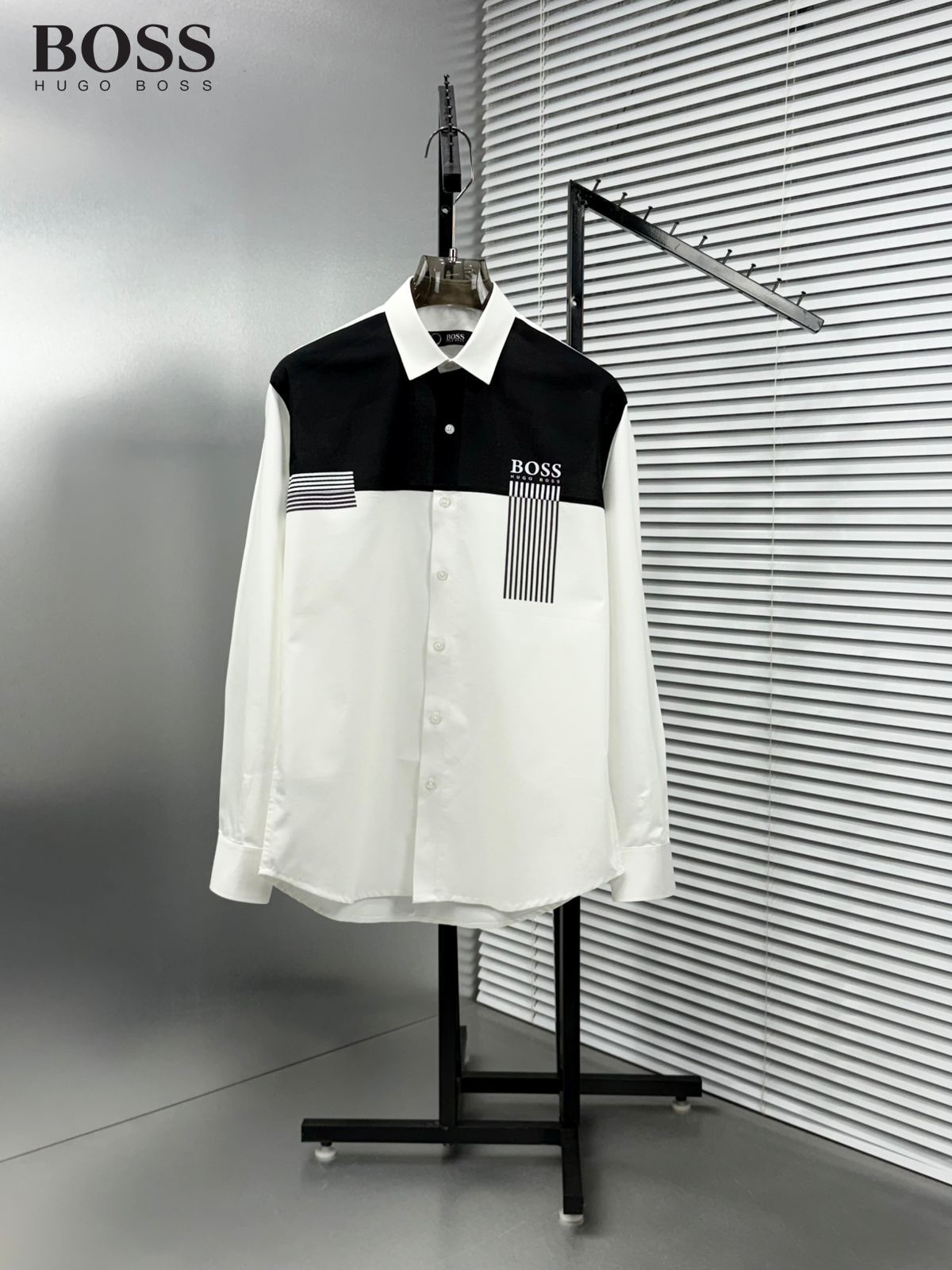 Premium BOSS white full sleeve cotton shirt for office and smart casual wear
