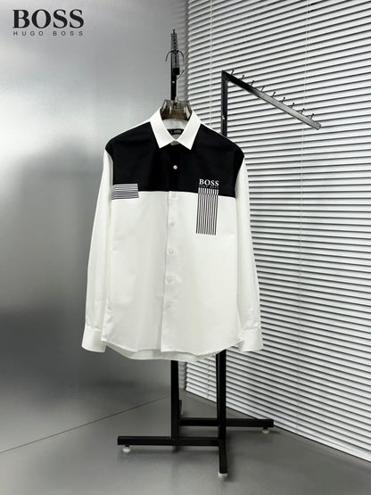 Premium BOSS white full sleeve cotton shirt for office and smart casual wear
