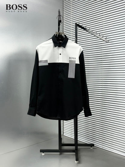 BOSS men's black premium cotton regular fit shirt
