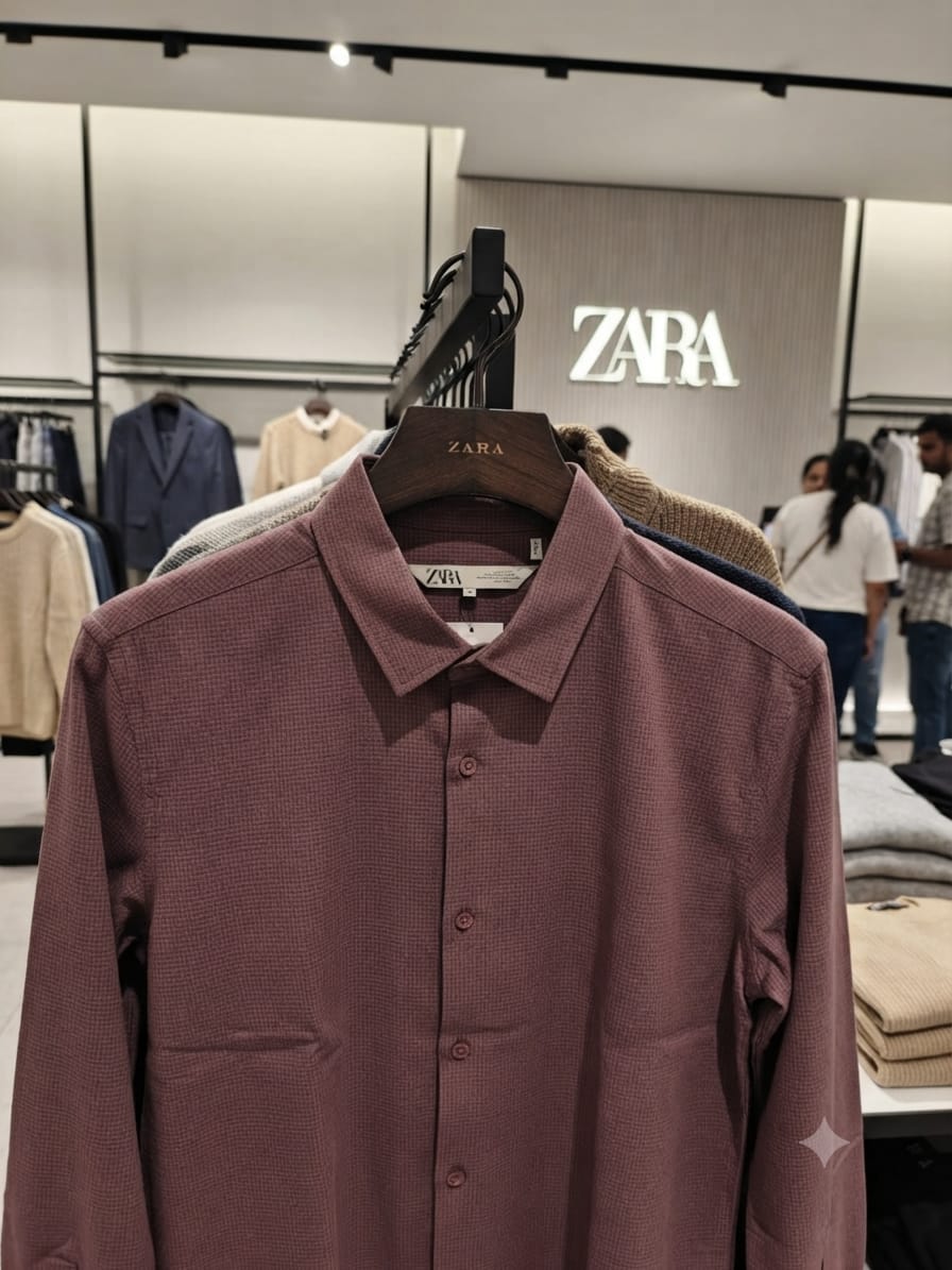 Premium dusty rose full sleeve formal shirt for men by ZARA
