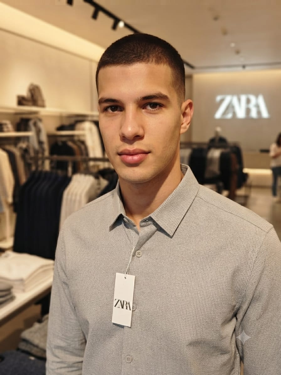 ZARA men's Beige cotton lycra regular fit shirt
