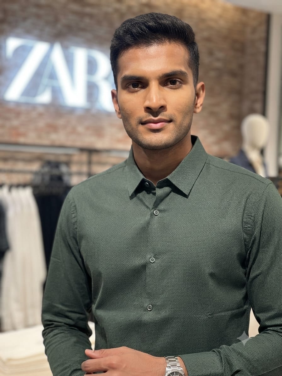 Stylish olive green regular fit shirt for men