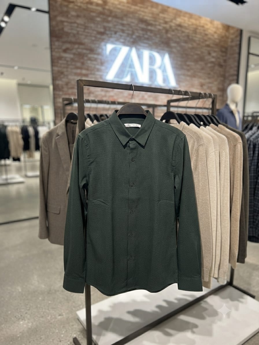 Men's olive green Raymond fabric shirt for everyday wear
