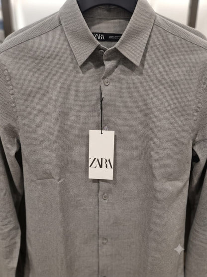 Elegant light grey regular fit office shirt for men