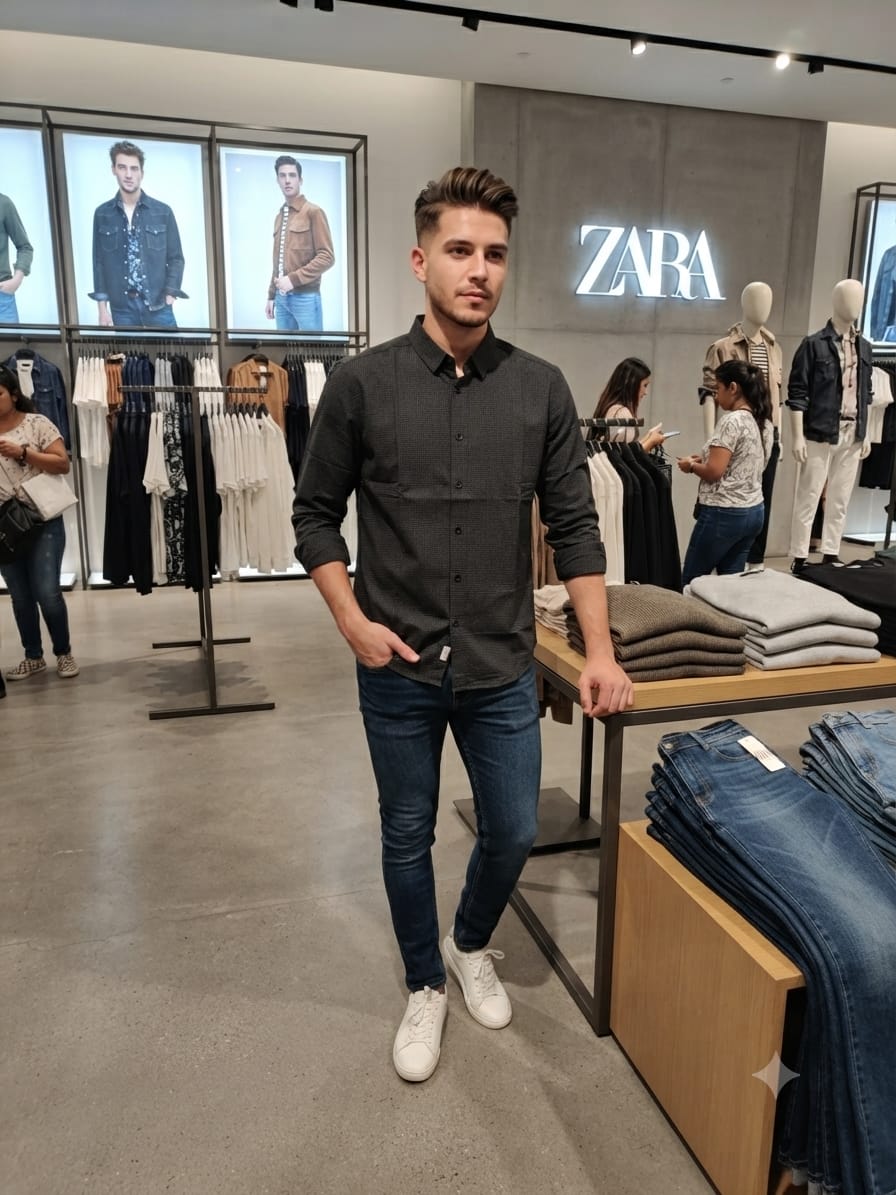 Premium black full sleeve formal shirt for men by ZARA
