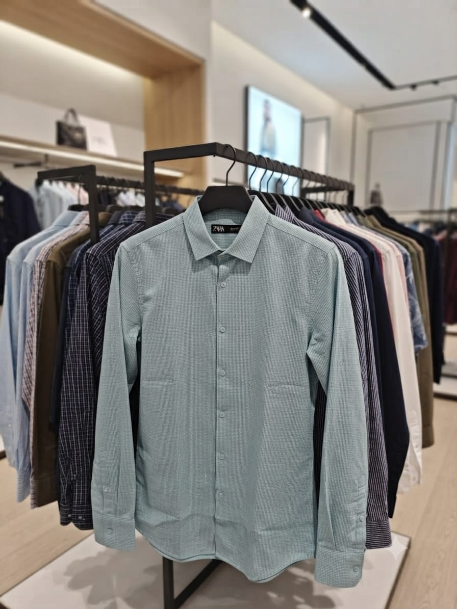 ZARA sky blue regular fit shirt for office, business casual and everyday wear
