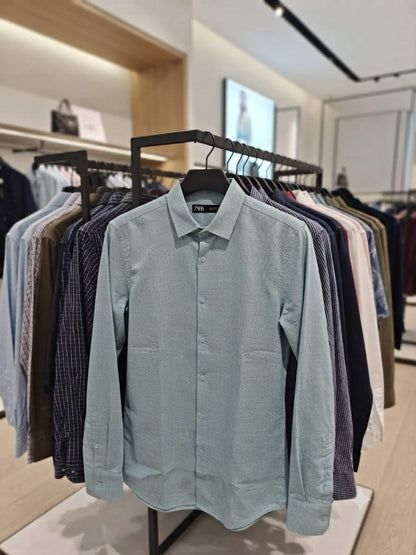 ZARA sky blue regular fit shirt for office, business casual and everyday wear
