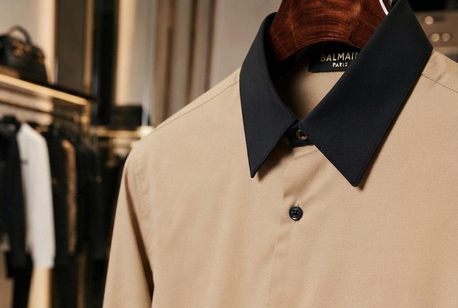 Premium Balmain beige full sleeve cotton shirt for men
