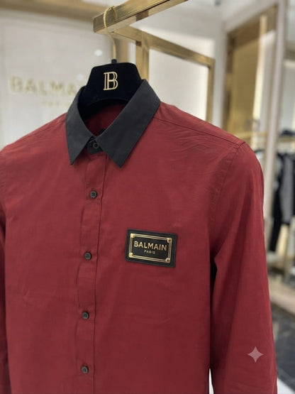 Premium Balmain wine full sleeve cotton shirt for men
