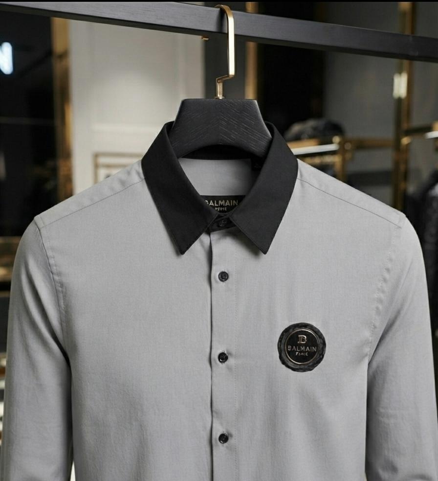 Premium Balmain grey full sleeve cotton shirt for men
