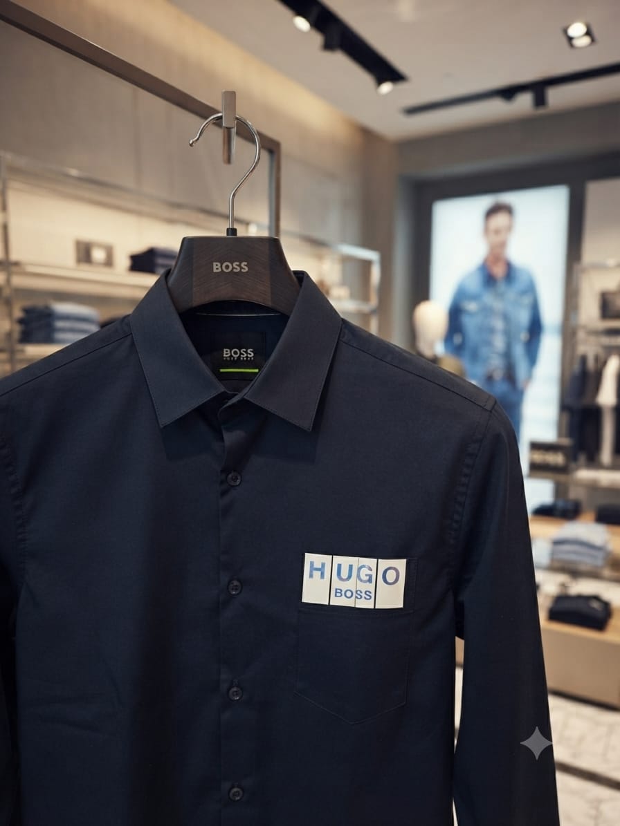 BOSS navy designer Oxford shirt for office and smart casual wear
