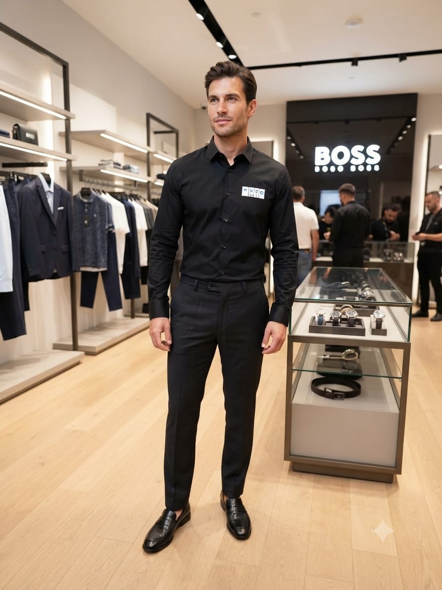 BOSS black designer Oxford shirt for business casual and formal wear
