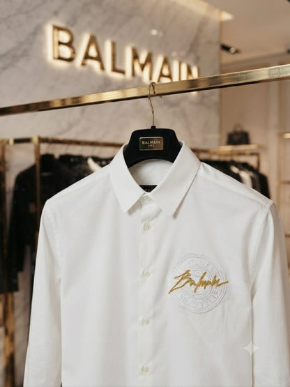 Premium Balmain white full sleeve Crush cotton shirt for men
