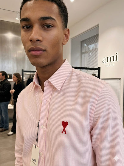 Premium AMI Paris Pink full sleeve cotton shirt for men
