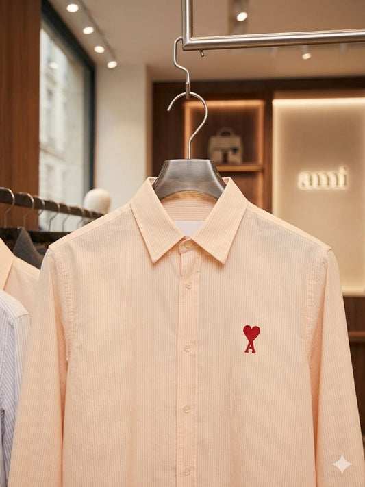 Premium AMI Paris peach full sleeve cotton shirt for men
