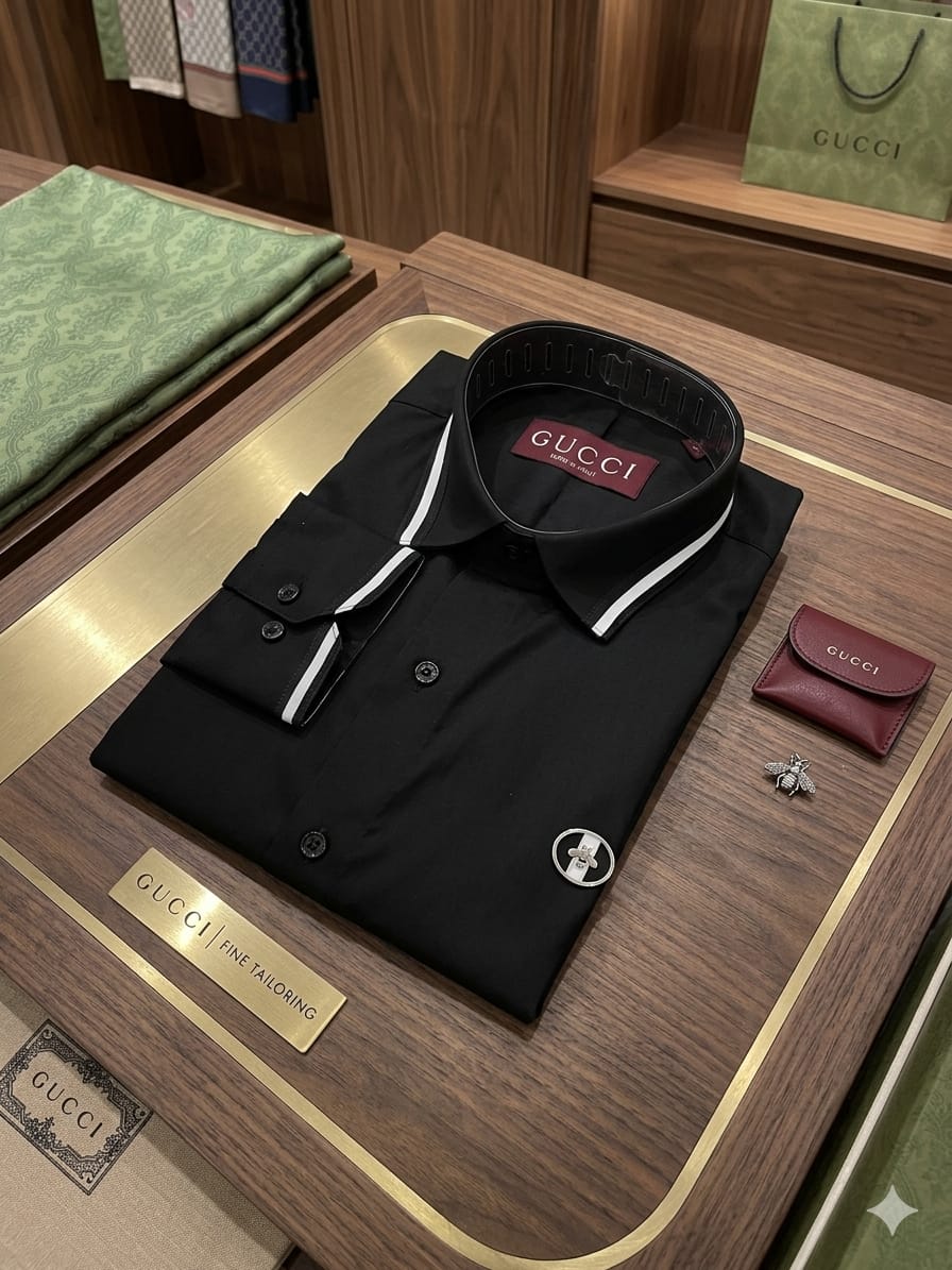 Gucci black designer cotton shirt for office wear and business casual styling
