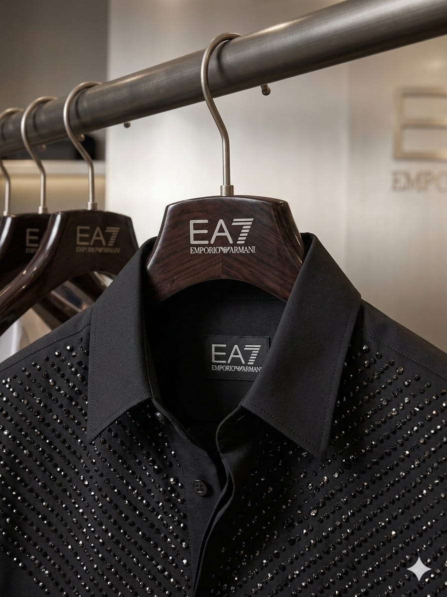 Premium Emporio Armani black designer shirt for men with imported Japanese fabric
