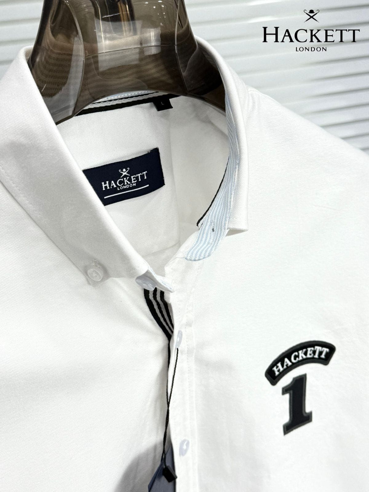 Hackett London men's white premium cotton regular fit shirt
