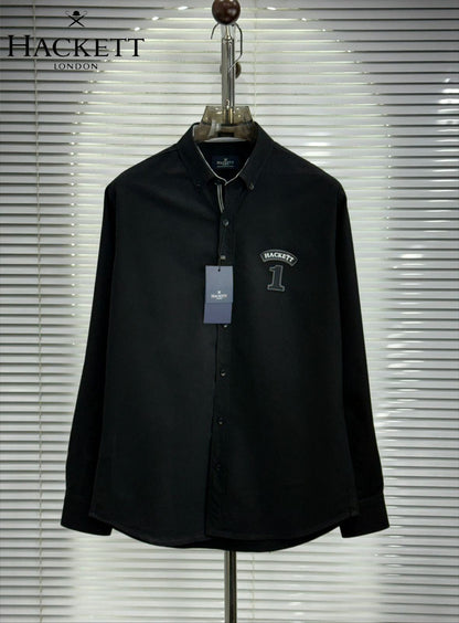 Hackett London men's black premium cotton regular fit shirt
