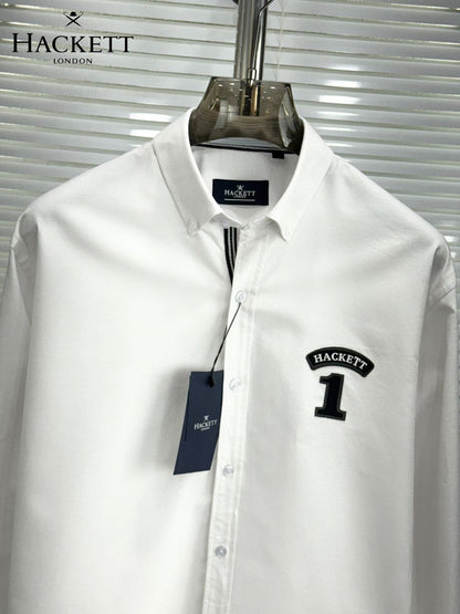 Hackett London white designer cotton shirt for office and business casual wear
