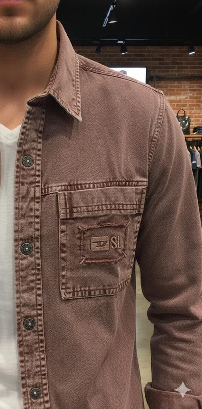 Luxury Diesel rosy brown regular fit shirt with imported RFD fabric
