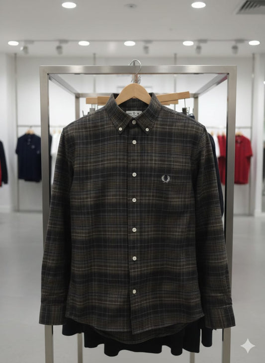 Premium Fred Perry grey full sleeve cotton twill shirt for men

