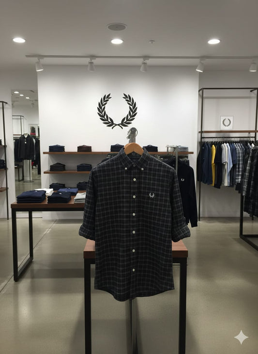 Premium Fred Perry black full sleeve cotton twill shirt for men
