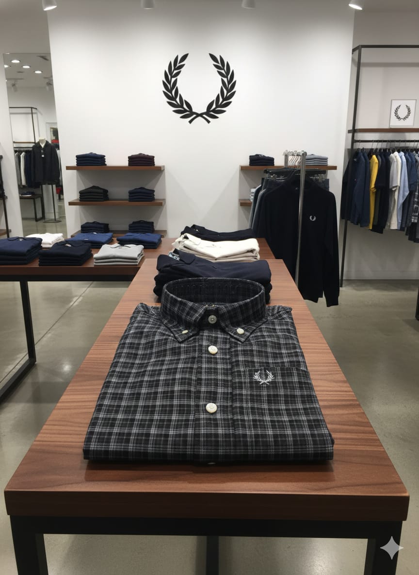 Fred Perry black designer cotton twill shirt for office and smart casual wear
