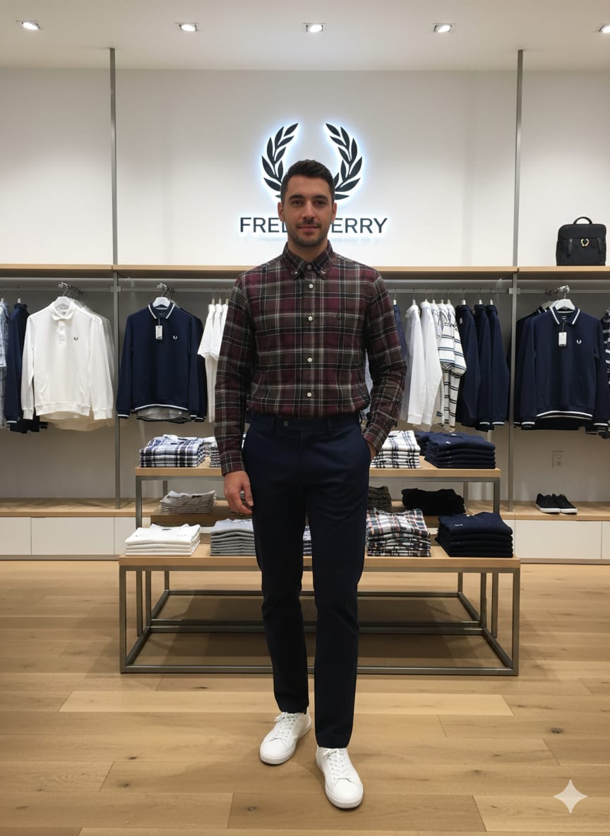 Premium Fred Perry wine full sleeve cotton twill shirt for men
