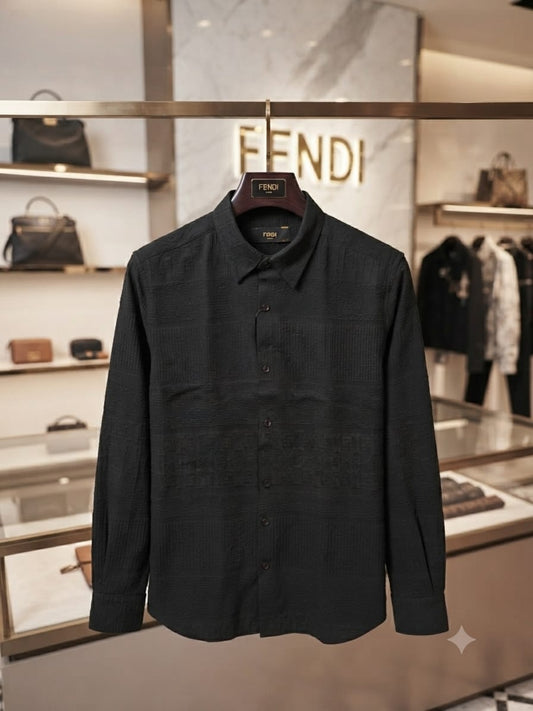 Fendi black designer cotton twill shirt for office wear and business casual styling
