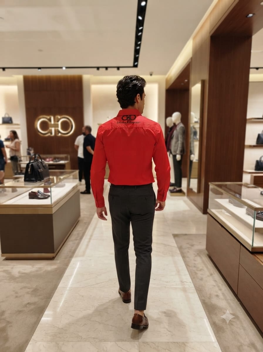 Premium Salvatore Ferragamo red full sleeve Crush cotton shirt for men
