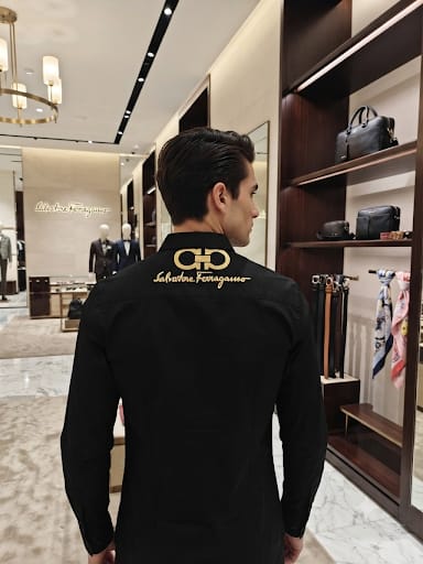 Salvatore Ferragamo black designer regular fit shirt for office and smart casual wear
