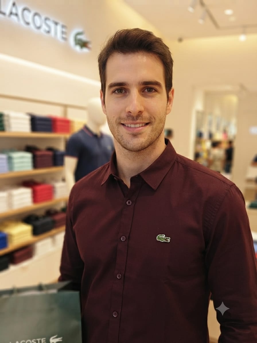 Premium Lacoste wine full sleeve cotton twill shirt for men

