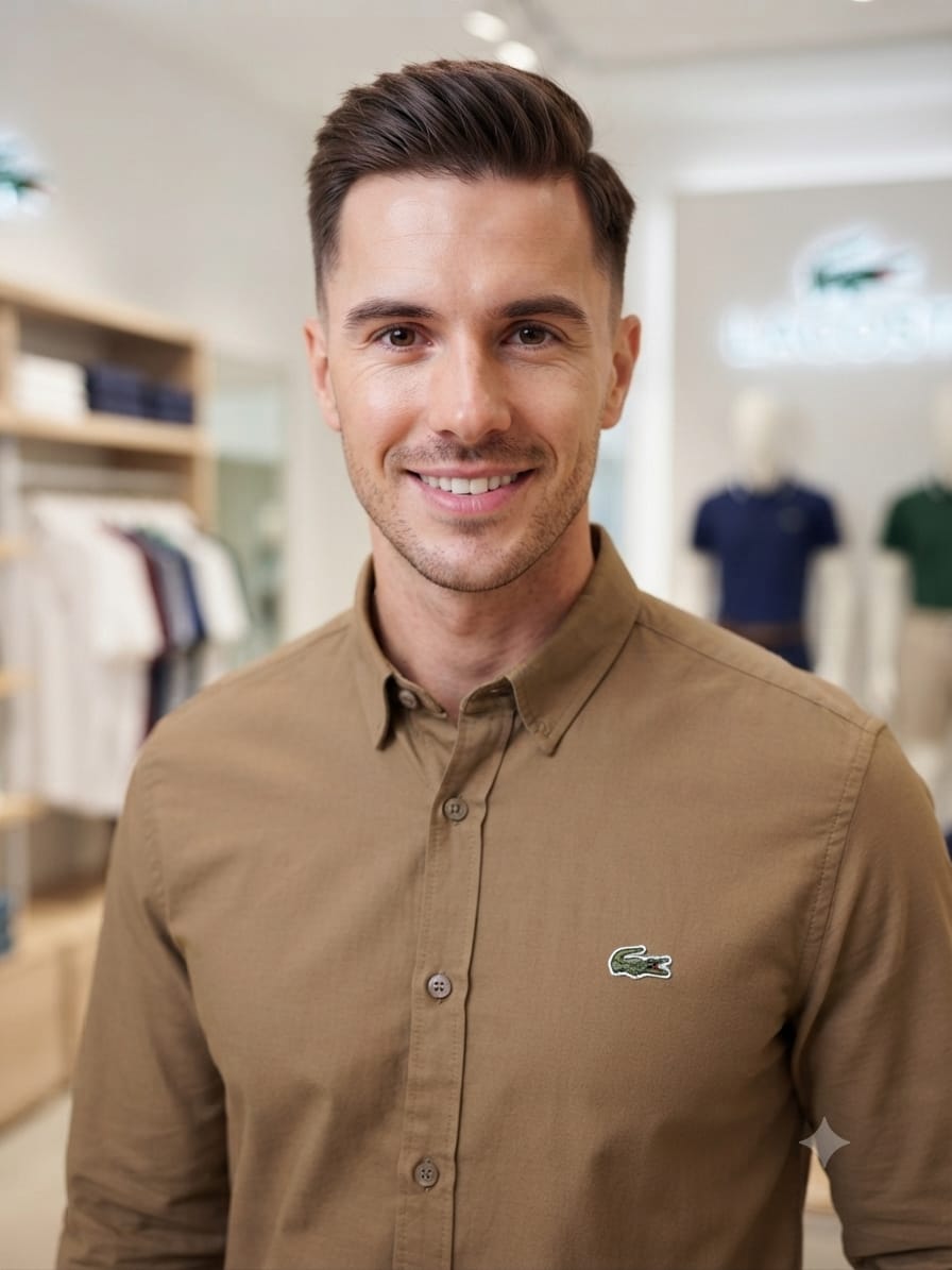 Premium Lacoste brown full sleeve cotton twill shirt for men
