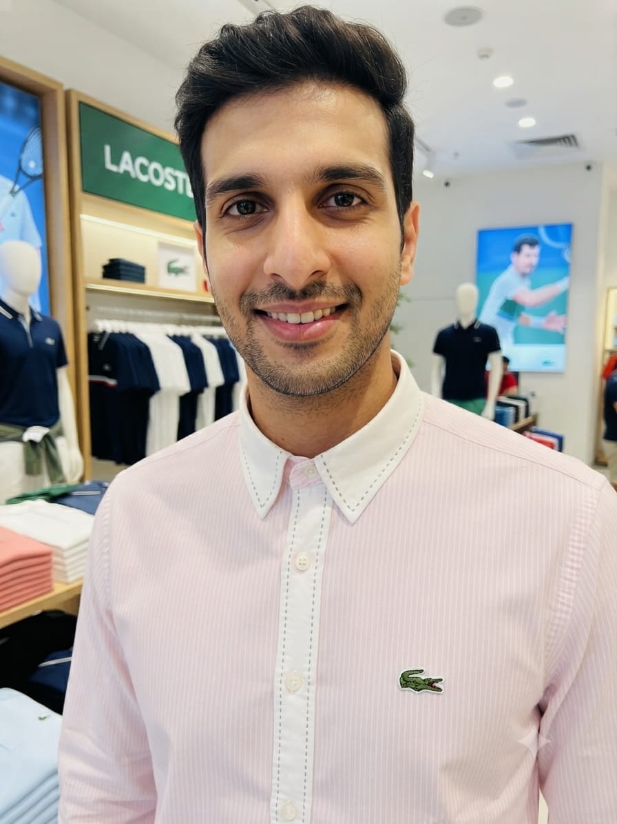 Luxury Lacoste pink regular fit cotton shirt with premium finishing
