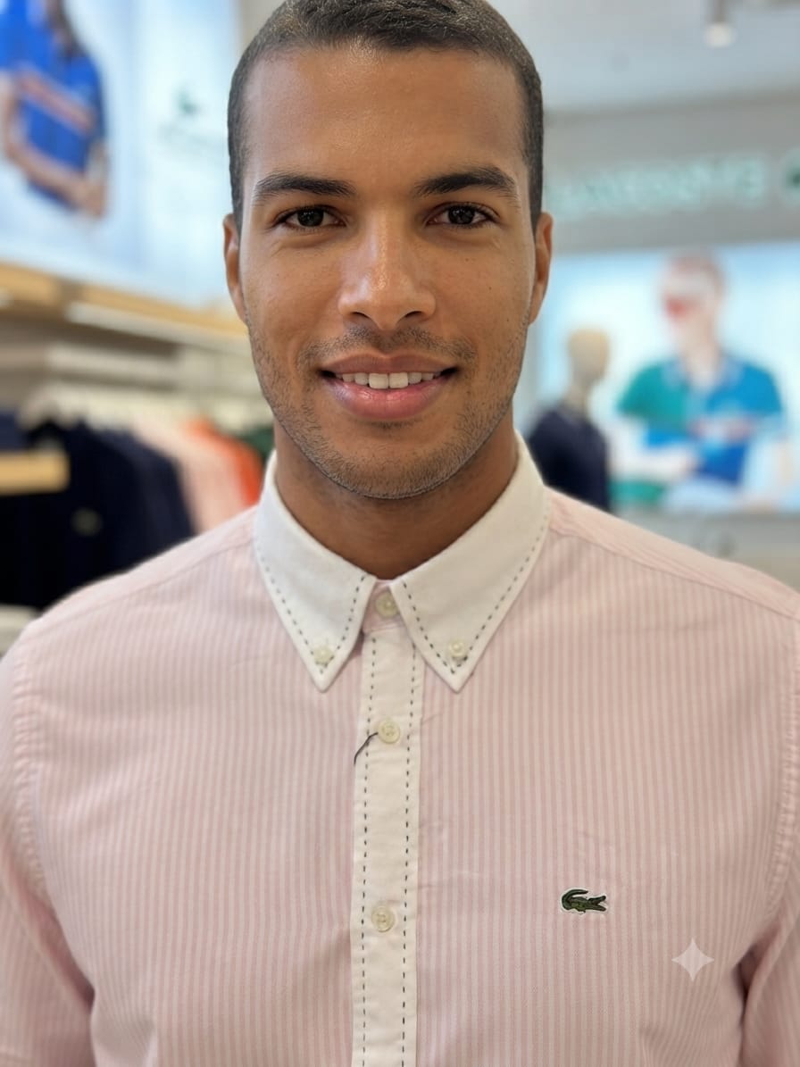 Lacoste men's pink Oxford 2-ply cotton regular fit shirt
