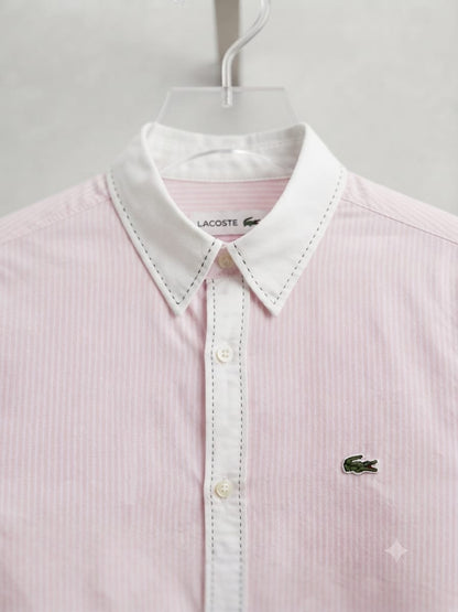 Premium Lacoste pink full sleeve cotton shirt for men
