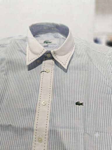 Lacoste men's grey Oxford 2-ply cotton regular fit shirt
