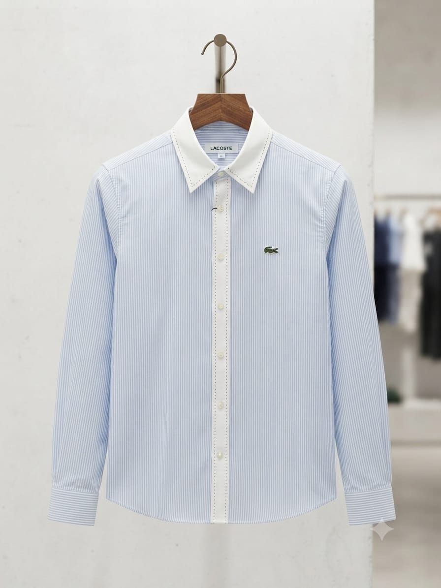 Lacoste grey designer Oxford cotton shirt for office and smart casual wear
