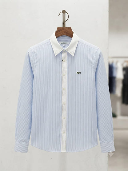 Lacoste grey designer Oxford cotton shirt for office and smart casual wear

