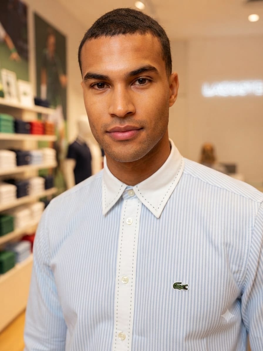 Lacoste sky blue designer Oxford cotton shirt for office and business casual wear
