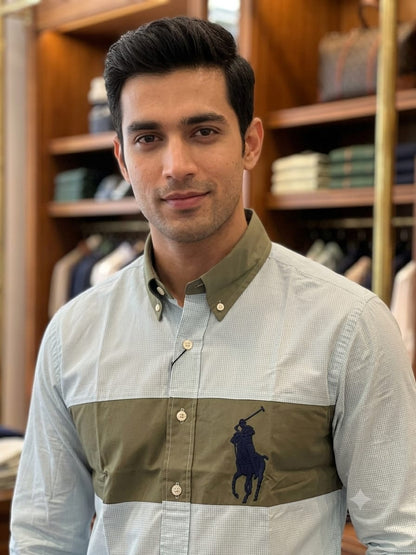Ralph Lauren light mint designer cotton shirt for smart casual and office wear
