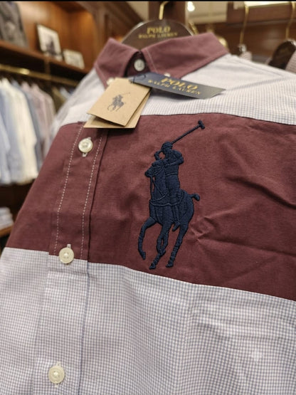 Premium Ralph Lauren pink full sleeve cotton twill shirt for men
