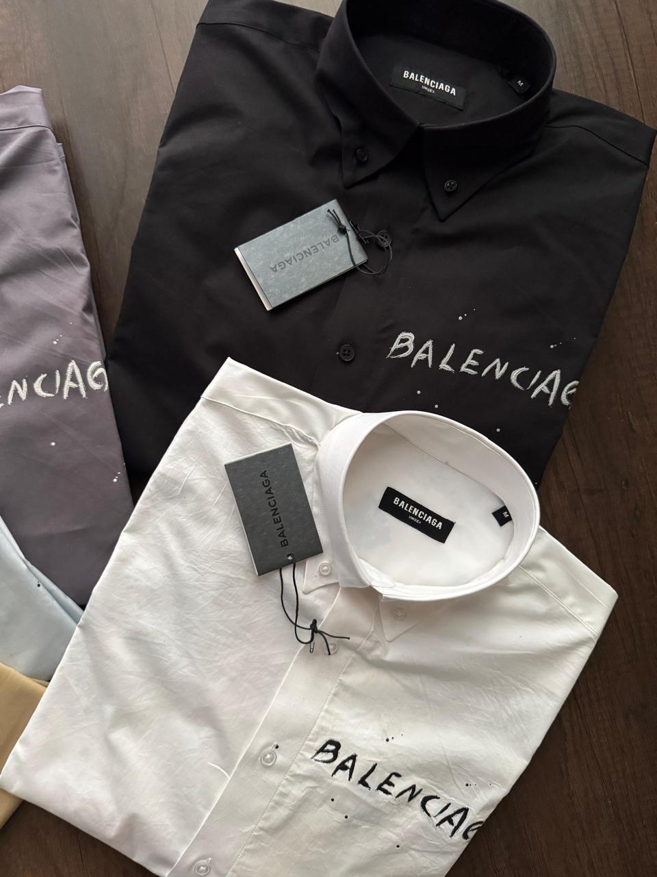 Balenciaga premium Raymond fabric regular fit shirts in white and black
