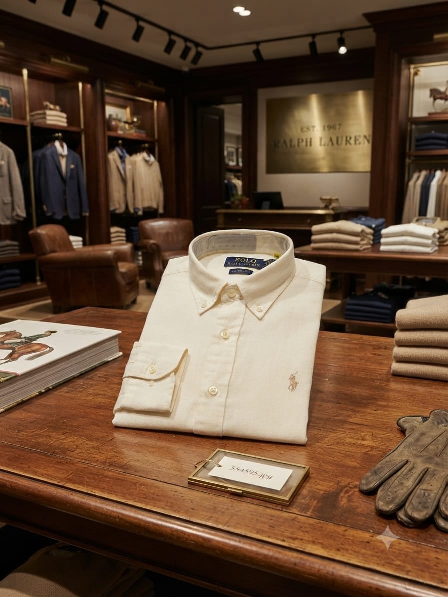 Premium Ralph Lauren yellow cream cotton twill shirt for men
