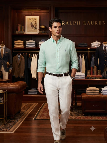 Premium Ralph Lauren mint green designer cotton shirt for smart casual styling
