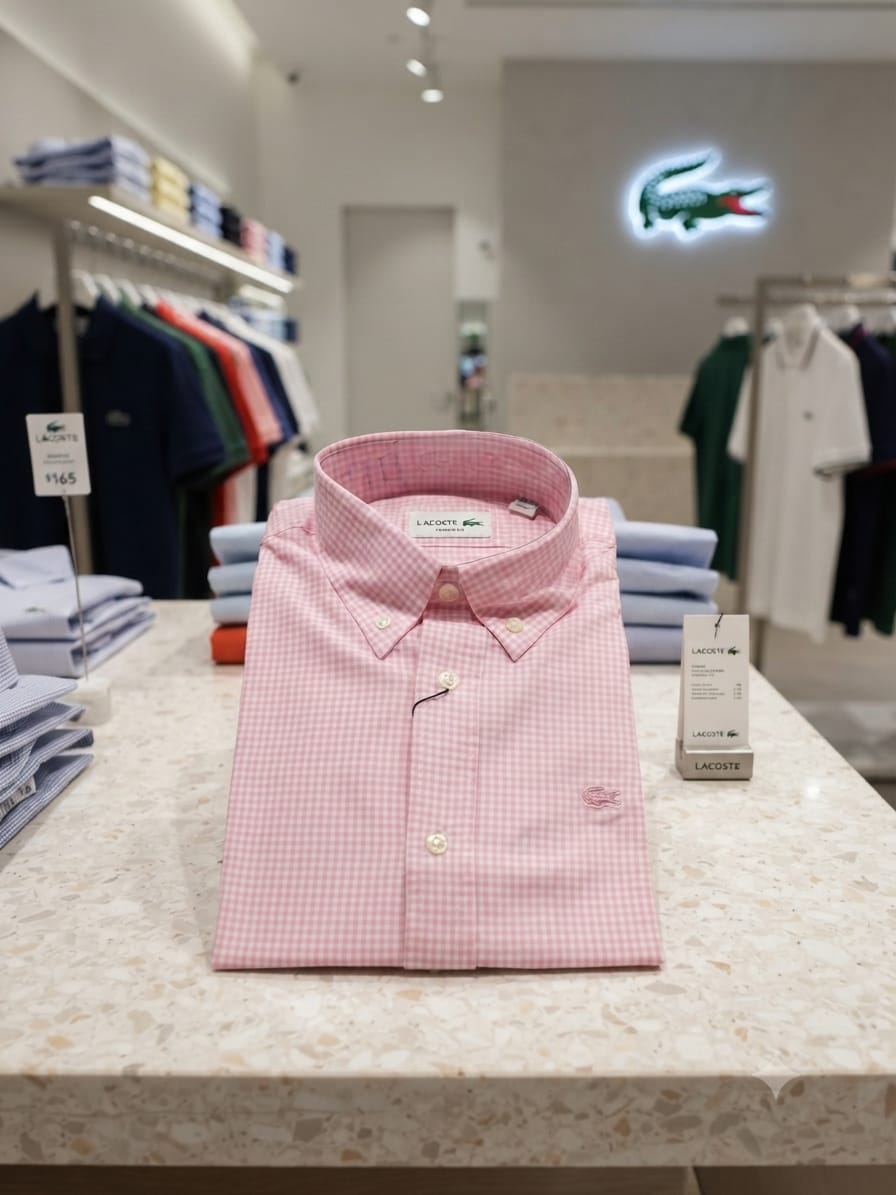 Lacoste onion pink designer regular fit shirt for office wear and smart casual styling
