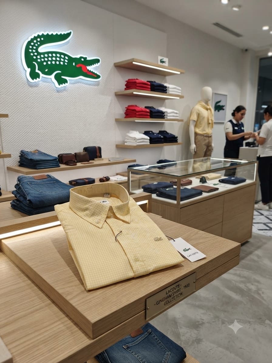 Lacoste yellow designer regular fit shirt for office wear and business casual styling
