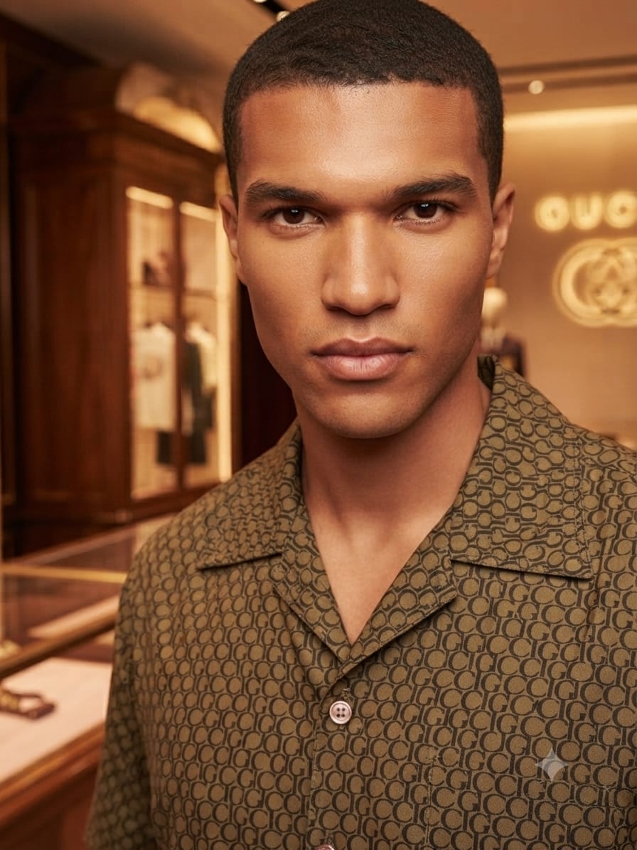 Premium Gucci coffee brown casual shirt with Cuban collar for men
